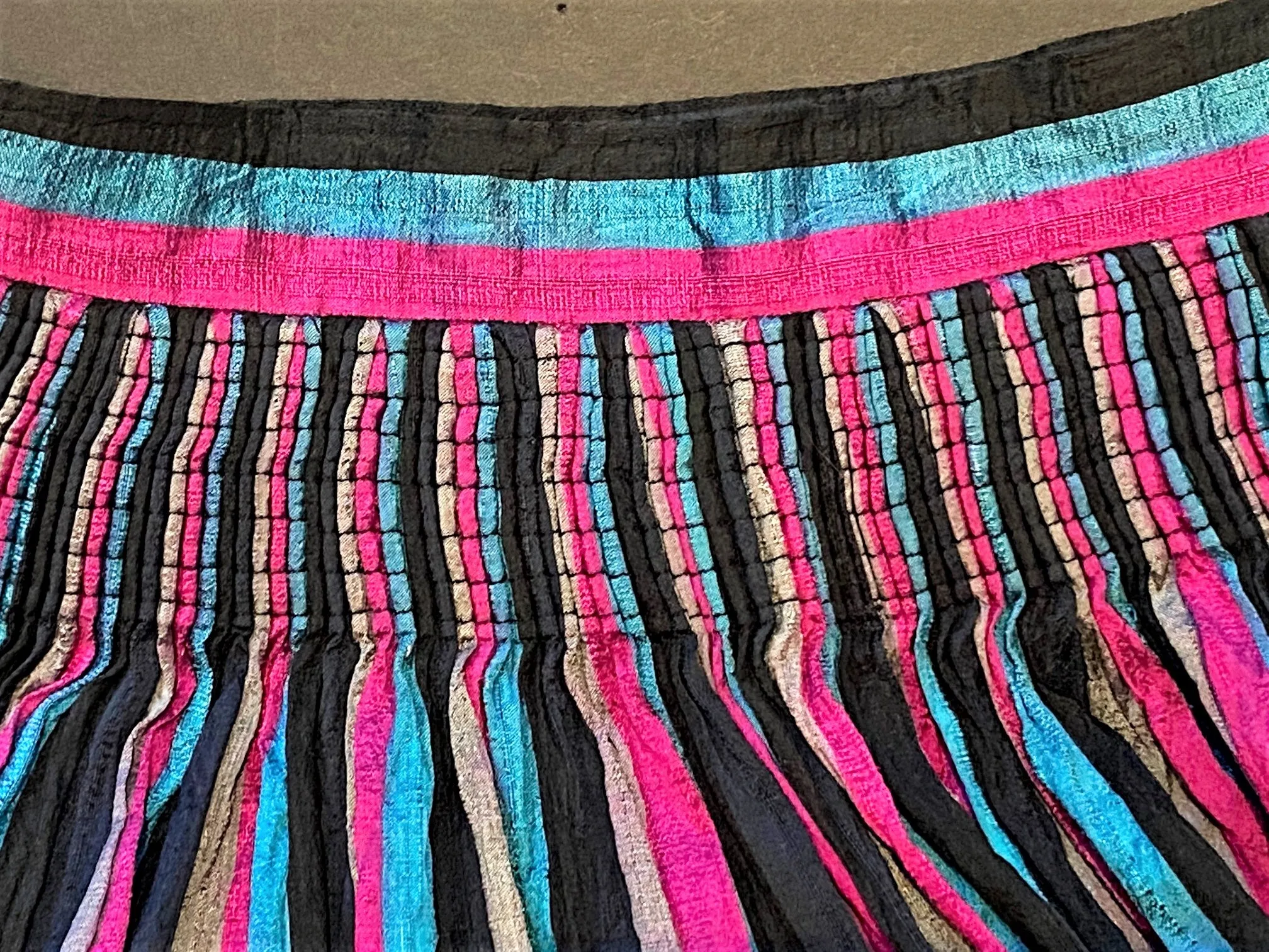Vintage Pleated  Striped Dirndl Skirt from Poland